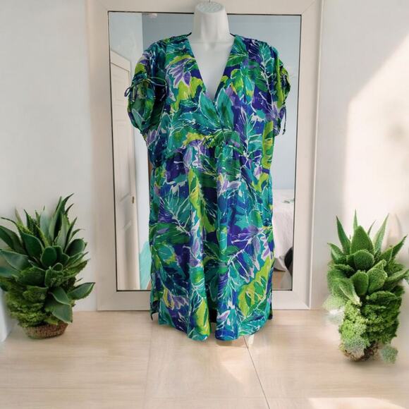 Ralph Lauren Beach Cover up Dress tropical print farrah XL Halftan - Picture 5 of 11